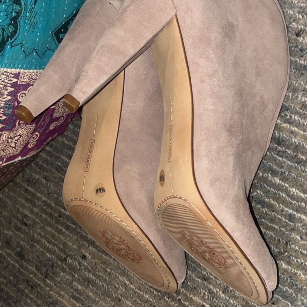 Vincent Cumato Peep Toe Suede Stiletto Heel beige, beautiful size 9.5 - Picture 5 of 11